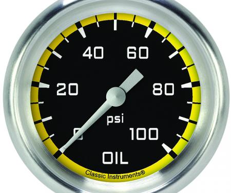 Classic Instruments Autocross Yellow 2 5/8" Oil Pressure Gauge AX381YAPF