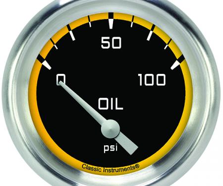 Classic Instruments Autocross Yellow 2 5/8" Oil Pressure Gauge AX281YAPF