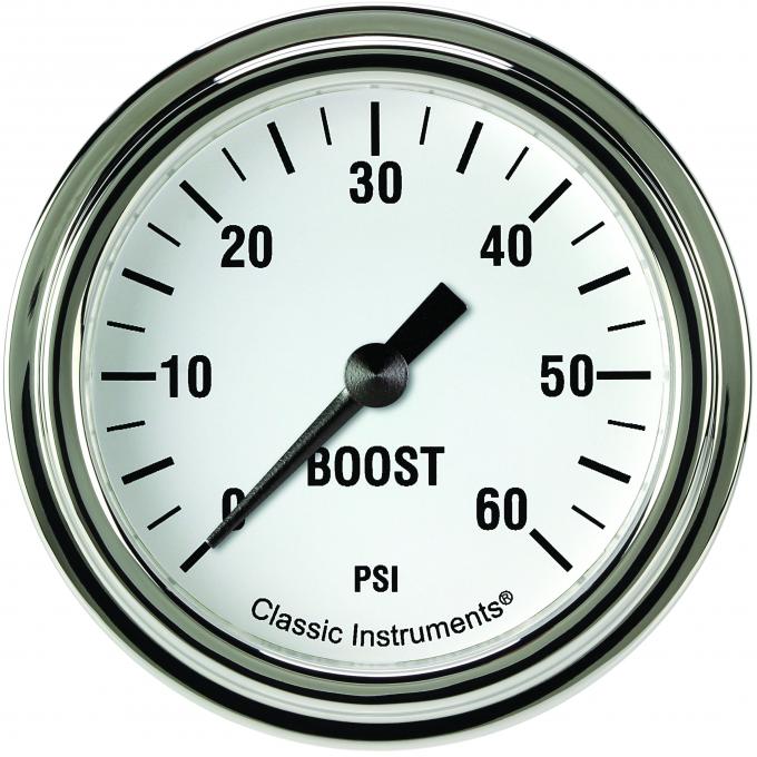 Classic Instruments White Hot 2 5/8" Boost Gauge, 60 Psi WH343SLF
