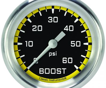 Classic Instruments Autocross Yellow 2 5/8" Boost Gauge, 60 Psi AX343YAPF