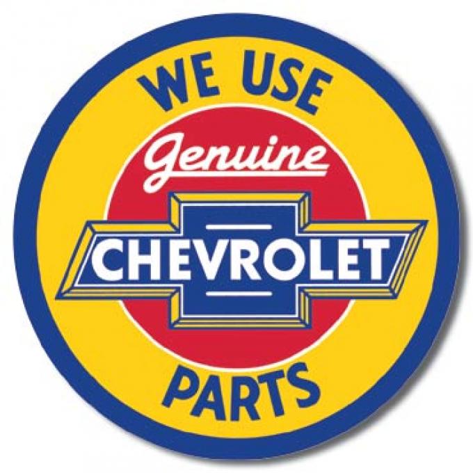 Tin Sign, Chevy Round Geniune Parts