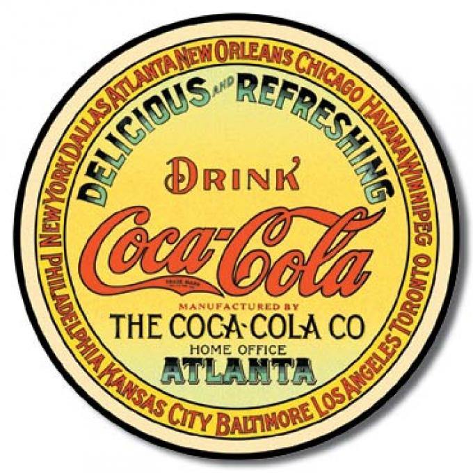 Tin Sign, COKE - Round Keg Label