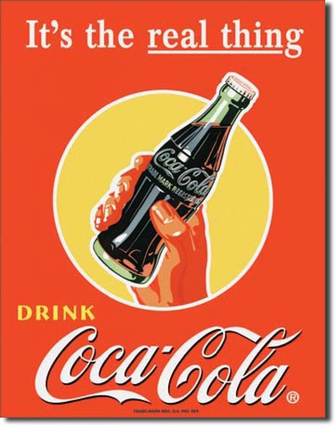 Tin Sign, COKE Real Thing - Bottle