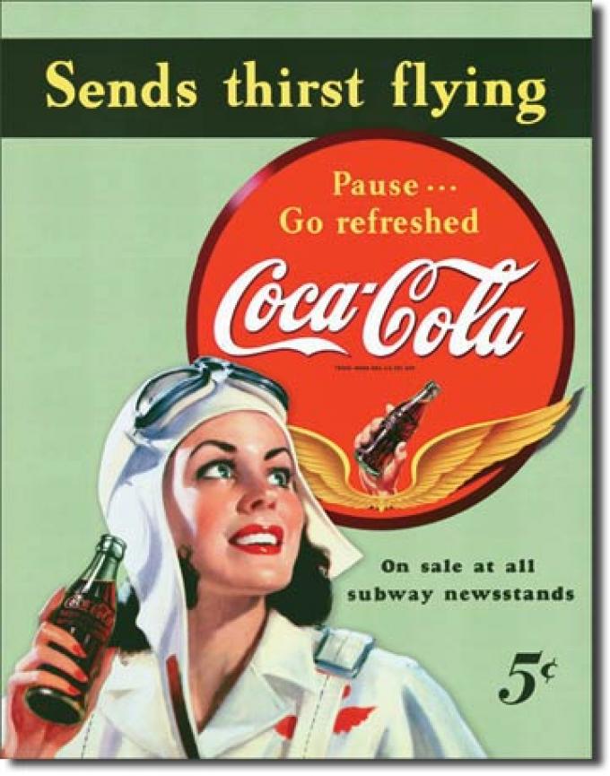 Tin Sign, COKE Sends Thirst Flying