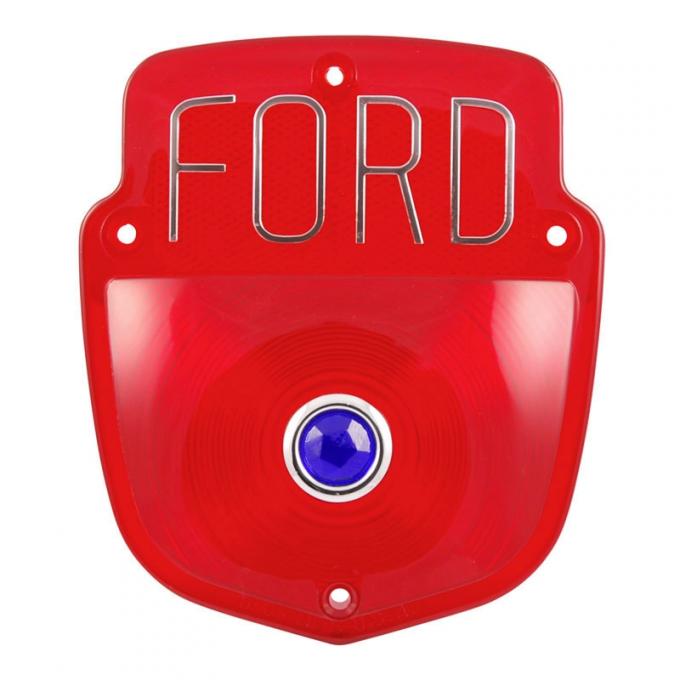 Dennis Carpenter Taillight Lens - Ford - Block Letters - w/Blue Dot - 1955-56 Ford Truck B5C-13450-FBD