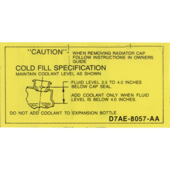 Dennis Carpenter Decal - Coolant Caution - 1977-86 Ford Truck, 1977-86 Ford Bronco    DF-828