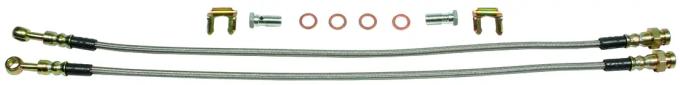 Classic Performance 23" Long Stainless Steel Front Brake Hose, 7/16" Banjo to 3/8"-24 Female 7387FBH-S7