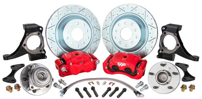 Classic Performance Front Big Brake Kit with 2.5" X-10 Modular Drop Spindles, 1973-87 Chevy C10 Truck 7387SWBK-X10-6R