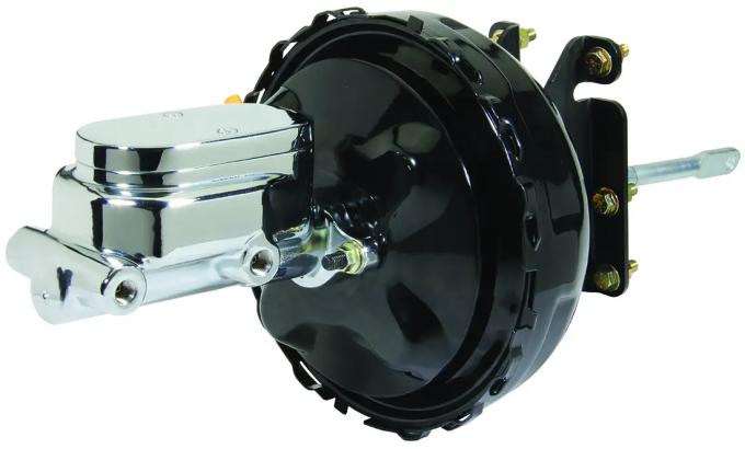 Classic Performance 11" Dual Black Power Brake Booster & Chrome Flat Top Master Cylinder Kit for 1973-87 Chevy Truck 7387BB-11D-MCC