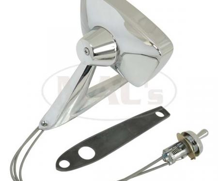 Ford Side Mirror, Remote, W/ Cable, Left Hand, Chrome, Each, Fairlane, Falcon, Galaxie, Ranchero, Torino, Comet, Montego, Full Size Mercury, 1967-1969