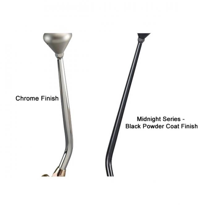 Lokar Shifter for GM 4L60 4-Bolt Tailshaft OR 4L60E 6-Bolt Tailshaft, Single Bend, 12", Chrome or Midnight, Choice of Knobs