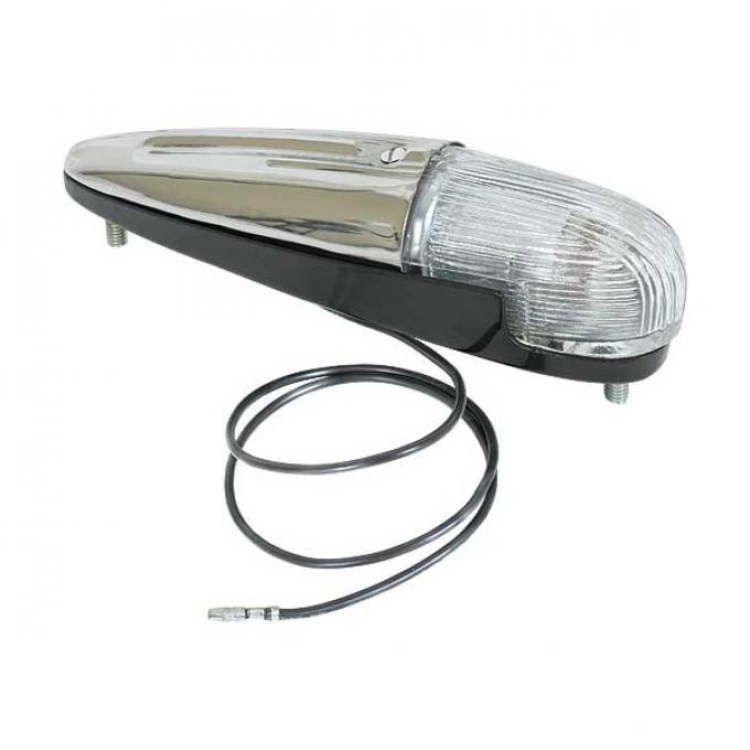 Parking Light Assembly - Glass Lens - Stainless & Gloss Black Housing - Ford Passenger