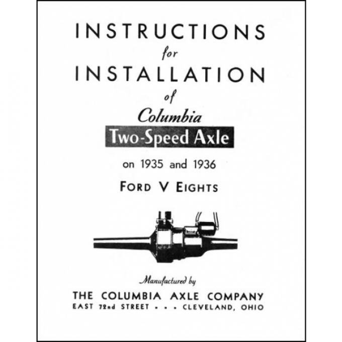 Columbia Rear Axle Installation Instructions - 12 Pages - Ford V8