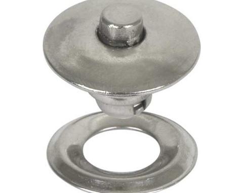 Side Curtain Fastener - With Backing Plate Ring - Nickel Plate