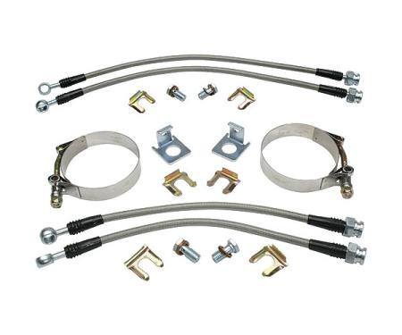 Chevy Truck Disc Brake Hoses, Front & Rear, Braided Stainless Steel,7/16, 1947-1972
