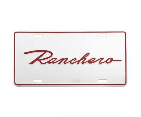 Logo License Plate - White Background With Ranchero Script In Red