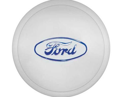 Hub Cap - Ford Embossed - Painted Ford Blue - Stainless Steel - 5-3/4 - 4 Cylinder Model B Ford Passenger