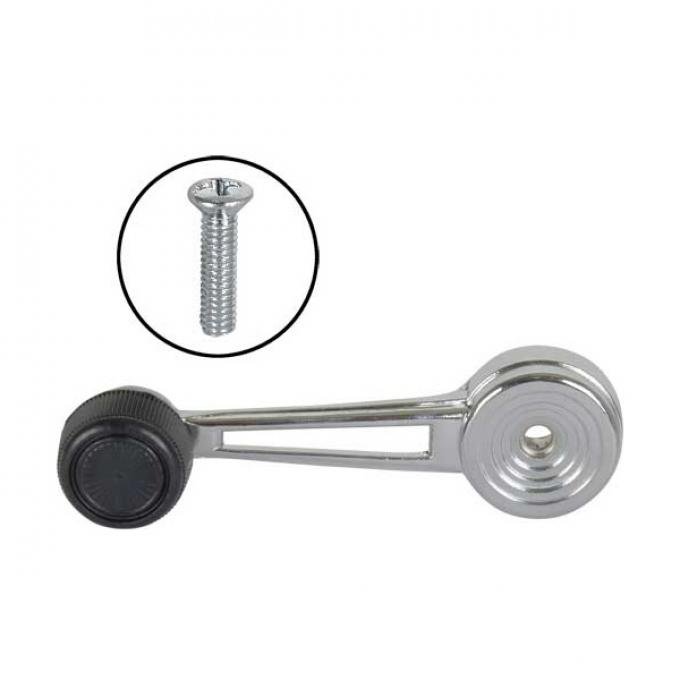 Ford Pickup Truck Window Crank Handle Assembly - With BlackKnob - F100 Thru F350 From Serial #U80,001