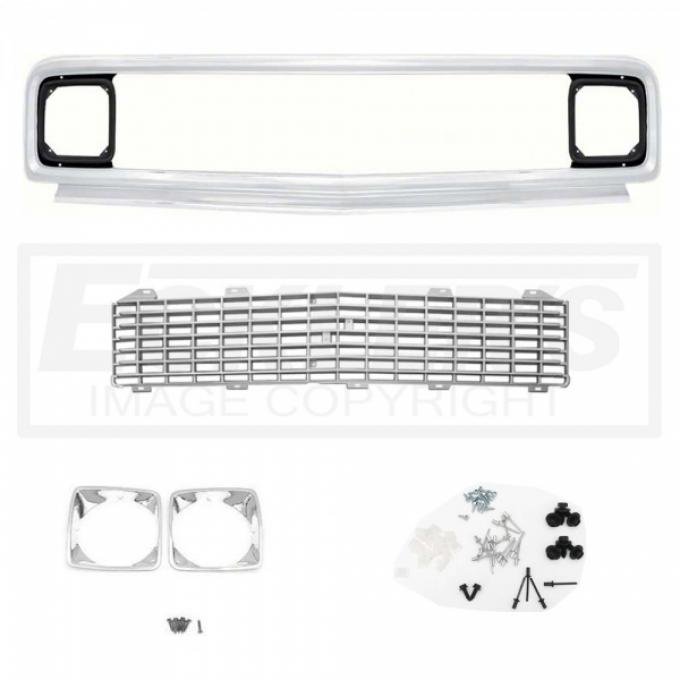 Chevy Truck Front Grille Kit, With Gray Insert, Show Quality, 1971-1972