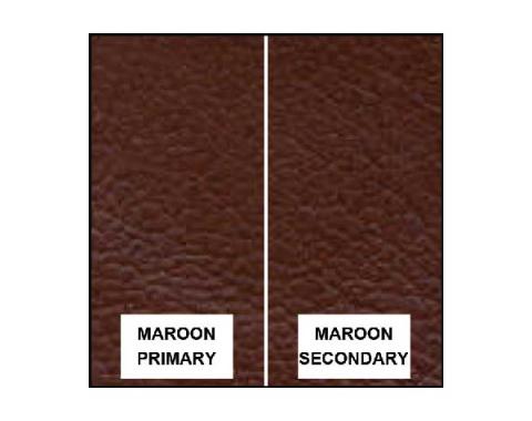 Ford Pickup Truck Bench Seat Cover Set - Ford F250 XLT Ranger - Maroon Corinthian Grain Vinyl With Maroon Corinthian Grain Vinyl Inserts