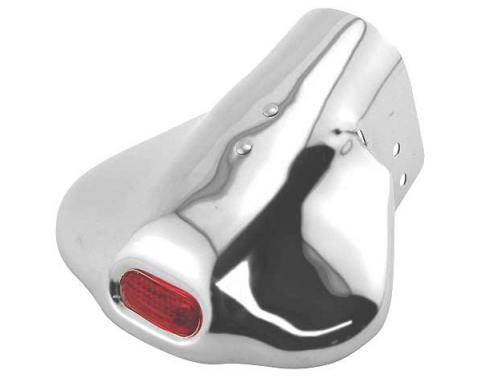Exhaust Deflector - Red Glass Insert - Chrome