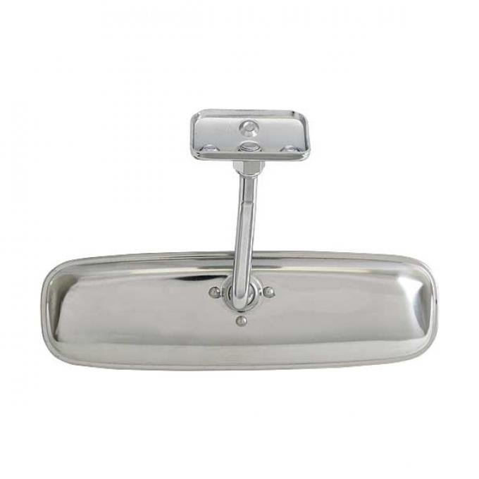 Ford Pickup Truck Inside Rear View Mirror Assembly - Stainless Steel - For Trucks With Original Style Overhead Radio Speaker Box