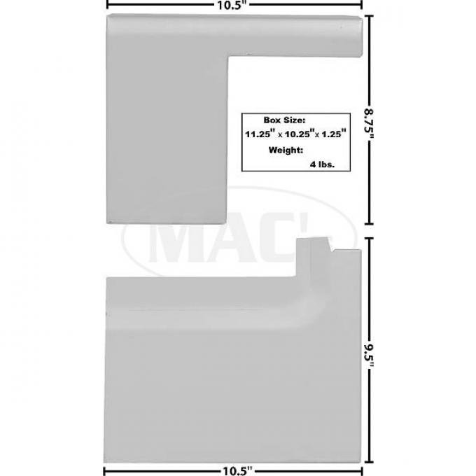 Bed Floor Extension, LH, 2 Piece Set, Weld-Thru Primer, 1967-1977 Bronco