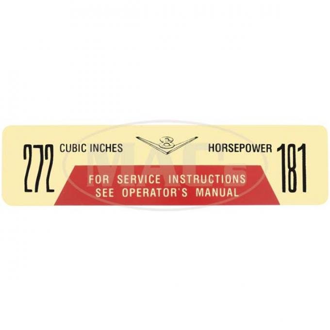 Ford Pickup Truck Air Cleaner Decal - 181 Horsepower 272 CID
