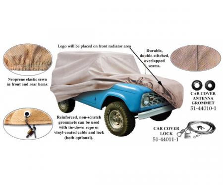 Car Cover With Logo, Poly Cotton, Without Rear Spare Tire, 1978-1979