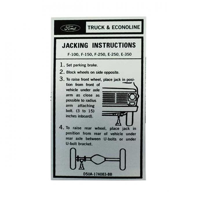 Ford Pickup Truck Jack Instructions Decal