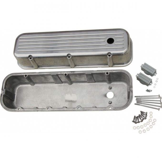 Chevy Big Block Valve Covers, Ball Milled Polished Aluminum, 1965-1995