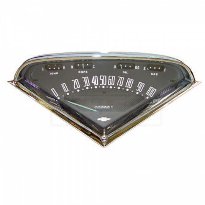 Chevy Truck Dash Gauge Cluster, With Mechanical Temperature Gauge, 1955-1959 2nd Design