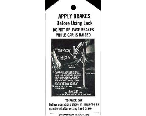 Jack Instruction Tag - Ford Passenger