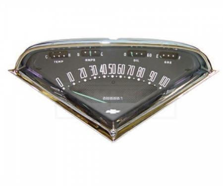 Chevy Truck Dash Gauge Cluster, With Mechanical Temperature Gauge, 1955-1959 2nd Design