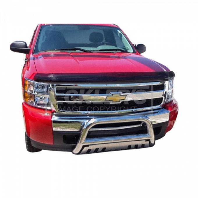 Chevy Silverado Or GMC Sierra 1500 Bull Bar, Polished Stainless Steel With Skid Plate, 2007-2013