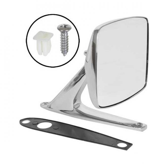 Ford Pickup Truck Outside Rear View Mirror Assembly - Chrome - 4 X 5 Rectangular Head - Right Or Left - Manual Control - F100 Thru F350