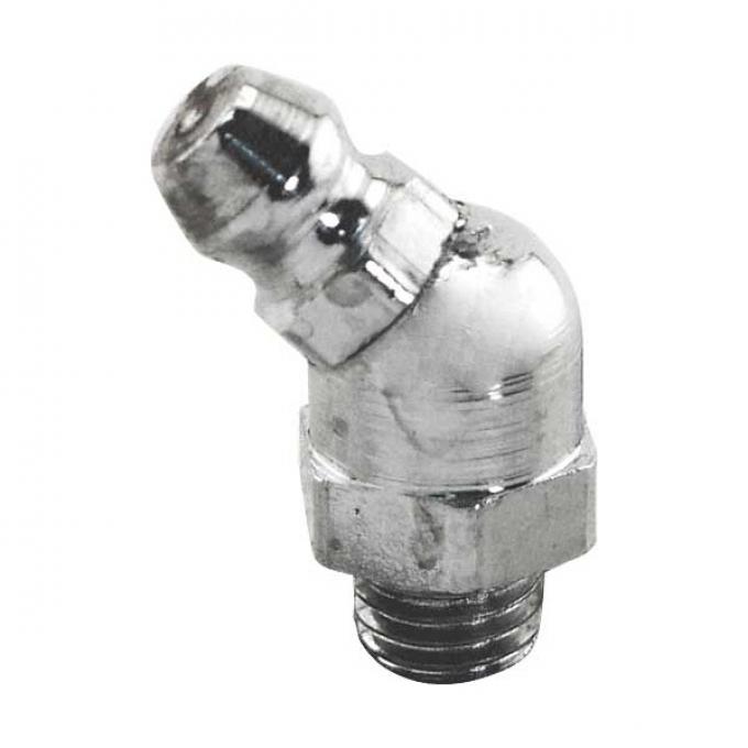 Grease Fitting - Chrome Plated - 1/4-28 - 45 Degree - Modern - 5/16 Hex