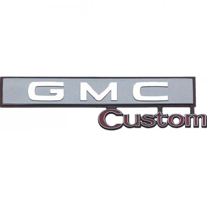 GMC Truck Glove Box Emblem, "Custom GMC" 1969-1972