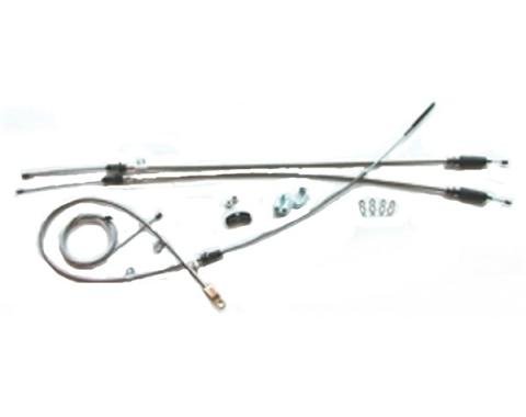 Chevy Truck Parking & Emergency Brake Cable Set, Long Bed, NonTH400, 1969-1972