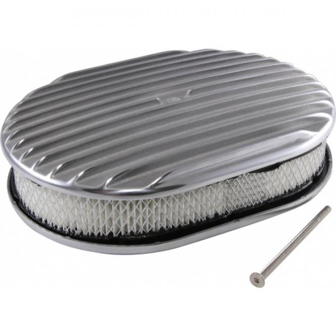 Chevy Air Cleaner, Oval Full Finned Polished Aluminum, 12