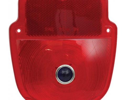 Ford Pickup Truck Tail Light Lens - Shield Type - Red GlassLens With Blue Dot Lens - Flareside Pickup
