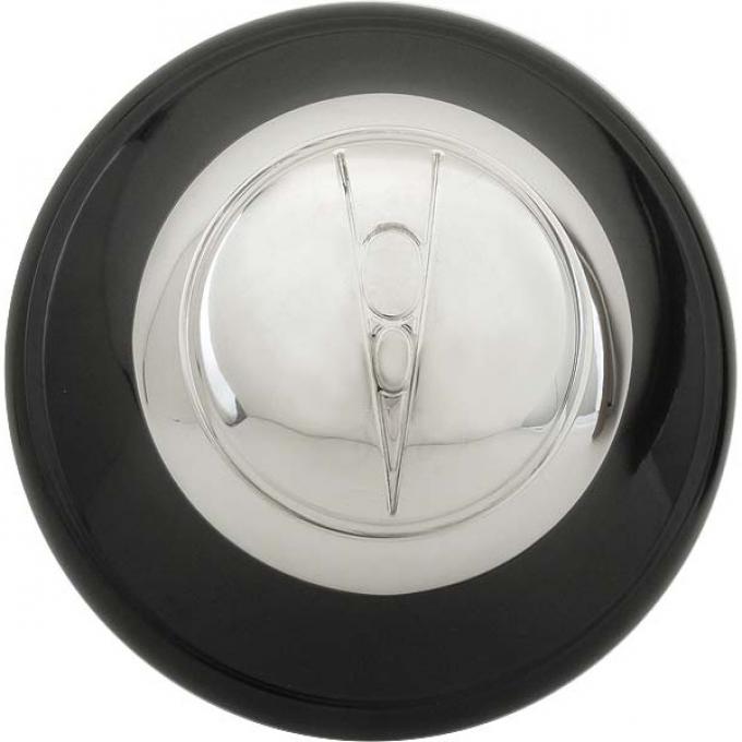 Hub Cap - V8 Embossed - Black With Stainless Steel Center -11-3/4 - Ford Passenger