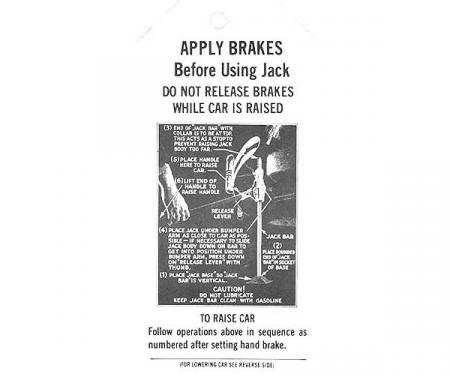 Jack Instruction Tag - Ford Passenger