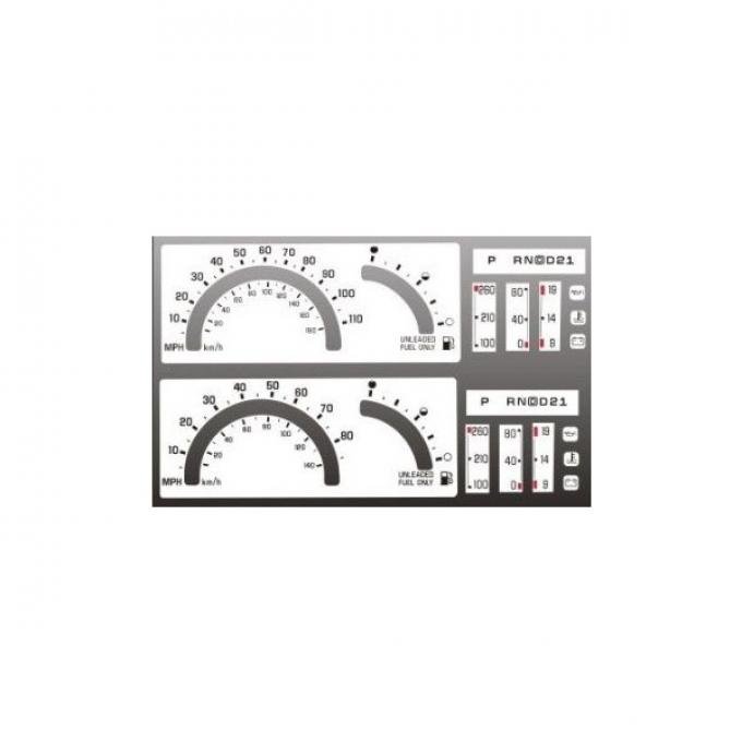 White Face Gauge Instrument Cluster Overlay,S10 S15 Blazer Jimmy,1992..1993
