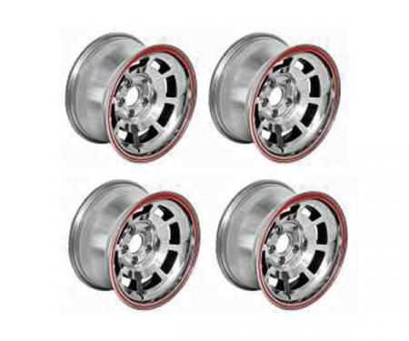 Corvette-Style Reproduction Polished Aluminum Pace Car Wheel Set, 1958-1985