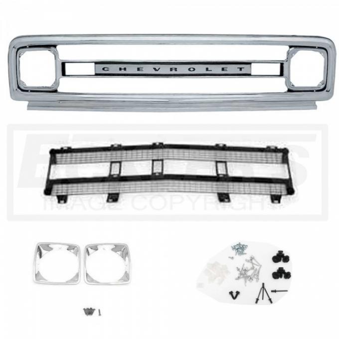 Chevy Truck Front Grille Kit, With Black Insert, Show Quality, 1969-1970