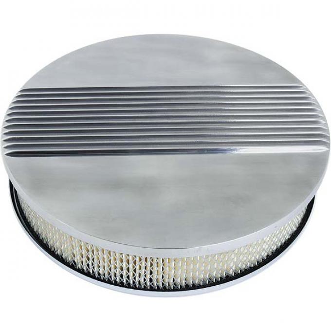 Air Cleaner - 14 Diameter - Cal Custom Style Finned Aluminum - 260, 289 & 302 V8 - Ford & Mercury