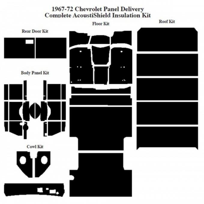 Chevy Insulation, QuietRide, AcoustiShield, Complete Kit, Panel Delivery Truck, 1967-1972