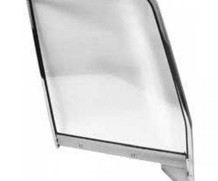 Chevy Truck Door Window Frame, With Glass, Left, Chrome, 1955-1959