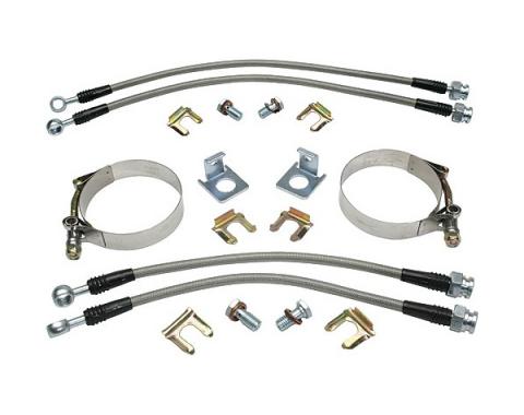 Chevy Truck Disc Brake Hoses, Front & Rear, Braided Stainless Steel,7/16, 1947-1972